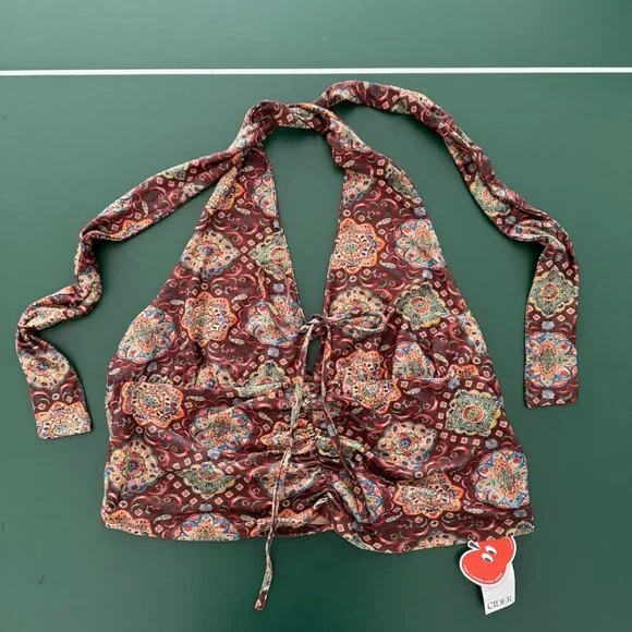 Cider halter top in burgundy pattern size 3XL NWT - Picture 1 of 6